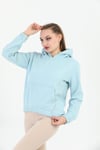 Edelle Kapüşonlu Kanguru Cepli Basic Bebe Mavisi Kadın Sweatshirt