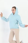 Edelle Kapüşonlu Kanguru Cepli Basic Bebe Mavisi Kadın Sweatshirt