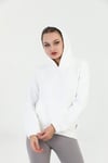 Edelle Kapüşonlu Kanguru Cepli Basic Beyaz Kadın Sweatshirt