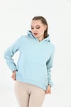 Edelle Kapüşonlu Kanguru Cepli Basic Bebe Mavisi Kadın Sweatshirt