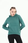 Edelle Kapüşonlu Kanguru Cepli Basic Deniz Yeşili Kadın Sweatshirt