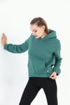 Edelle Kapüşonlu Kanguru Cepli Basic Deniz Yeşili Kadın Sweatshirt