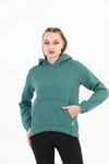 Edelle Kapüşonlu Kanguru Cepli Basic Deniz Yeşili Kadın Sweatshirt