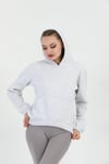 Edelle Kapüşonlu Kanguru Cepli Basic Gri Melanj Kadın Sweatshirt