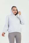 Edelle Kapüşonlu Kanguru Cepli Basic Gri Melanj Kadın Sweatshirt