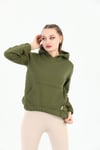 Edelle Kapüşonlu Kanguru Cepli Basic Haki Kadın Sweatshirt