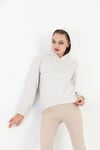 Edelle Kapüşonlu Kanguru Cepli Basic Kahve Melanj Kadın Sweatshirt