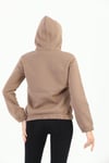 Edelle Kapüşonlu Kanguru Cepli Basic Kahve Kadın Sweatshirt