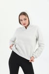 Edelle Kapüşonlu Kanguru Cepli Basic Kar Melanj Kadın Sweatshirt