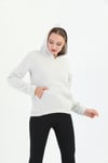 Edelle Kapüşonlu Kanguru Cepli Basic Kar Melanj Kadın Sweatshirt