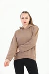 Edelle Kapüşonlu Kanguru Cepli Basic Kahve Kadın Sweatshirt