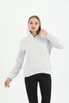 Edelle Kapüşonlu Kanguru Cepli Basic Kar Melanj Kadın Sweatshirt