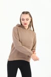 Edelle Kapüşonlu Kanguru Cepli Basic Kahve Kadın Sweatshirt