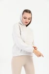 Edelle Kapüşonlu Kanguru Cepli Basic Kahve Melanj Kadın Sweatshirt