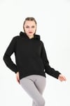 Edelle Kapüşonlu Kanguru Cepli Basic Siyah Kadın Sweatshirt