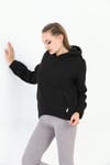 Edelle Kapüşonlu Kanguru Cepli Basic Siyah Kadın Sweatshirt