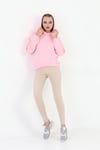 Edelle Kapüşonlu Kanguru Cepli Basic Seker Pembe Kadın Sweatshirt
