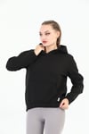 Edelle Kapüşonlu Kanguru Cepli Basic Siyah Kadın Sweatshirt