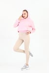 Edelle Kapüşonlu Kanguru Cepli Basic Seker Pembe Kadın Sweatshirt