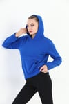 Edelle Kapüşonlu Kanguru Cepli Basic Saks Mavisi Kadın Sweatshirt