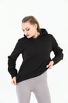 Edelle Kapüşonlu Kanguru Cepli Basic Siyah Kadın Sweatshirt