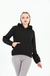 Edelle Kapüşonlu Kanguru Cepli Basic Siyah Kadın Sweatshirt