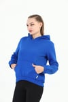 Edelle Kapüşonlu Kanguru Cepli Basic Saks Mavisi Kadın Sweatshirt