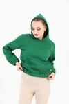 Edelle Kapüşonlu Kanguru Cepli Basic Yeşil Kadın Sweatshirt