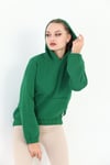 Edelle Kapüşonlu Kanguru Cepli Basic Yeşil Kadın Sweatshirt