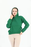 Edelle Kapüşonlu Kanguru Cepli Basic Yeşil Kadın Sweatshirt