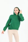 Edelle Kapüşonlu Kanguru Cepli Basic Yeşil Kadın Sweatshirt
