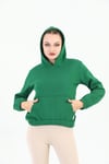 Edelle Kapüşonlu Kanguru Cepli Basic Yeşil Kadın Sweatshirt