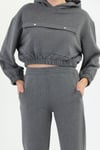 Edelle Kapüşonlu Sweatshirt Antrasit Melanj Eşofman Takımı