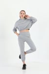 Edelle Kapüşonlu Sweatshirt Gri Melanj Eşofman Takımı