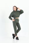 Edelle Kapüşonlu Sweatshirt Haki Eşofman Takımı