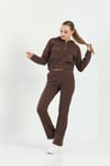Kapüşonlu Fermuarlı Crop Sweatshirt Eşofman Takım