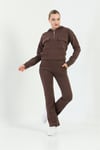 Kapüşonlu Fermuarlı Crop Sweatshirt Eşofman Takım