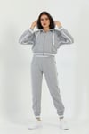 Kapüşonlu Şeritli Sweatshirt Eşofman İkili Takım