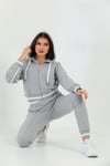 Kapüşonlu Şeritli Sweatshirt Eşofman İkili Takım