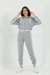 Kapüşonlu Şeritli Sweatshirt Eşofman İkili Takım