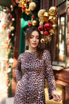 Leopar Desenli Kadın Elbise
