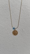 GOLD MAVİ BONCUK CHARM KOLYE