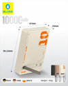 Blueo PD 20W MF MagSafe Uyumlu Type-C Çift Çıkışlı 10000 Mah Standlı Kablosuz Powerbank Şarj Aleti Siyah