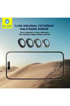Blueo PVD iPhone 15 Pro Uyumlu Gri Silver Paslanmaz Çelik Çizik Işık Engelleyici Kamera Lens Koruyucu