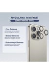 Blueo PVD iPhone 15 Pro Uyumlu Gri Silver Paslanmaz Çelik Çizik Işık Engelleyici Kamera Lens Koruyucu