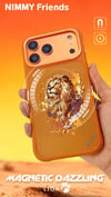 iPhone 18 Pro Max Uyumlu MagSafe Gerçek Nakışlı Turuncu Aslan Figürlü Kılıf - Lion