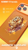 iPhone 18 Pro Max Uyumlu MagSafe Gerçek Nakışlı Turuncu Aslan Figürlü Kılıf - Lion