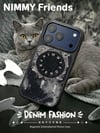 iPhone 18 Pro Uyumlu MagSafe Gerçek Kot Kaplamalı Metal Tuşlu Siyah Kılıf