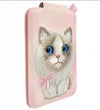 MagSafe Kartlık Stand |Takip Eden Gözler 3D Nakışlı Kurdeleli Pink Ragdoll Detaylı - Big Eyes