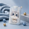 MagSafe Uyumlu | Manyetik 3D Göz Gerçek Nakışlı Stand Ve Kartlık - Papyonlu Gri Kedi - Big Eyes